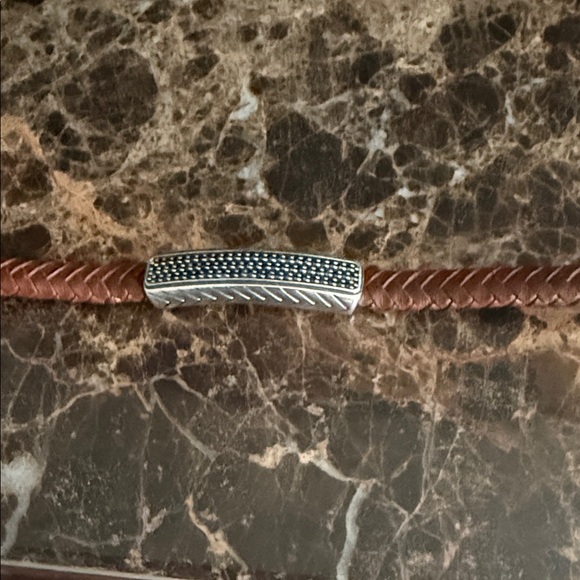 Braided Leather Bracelet with Silver Clasp blue sapphire